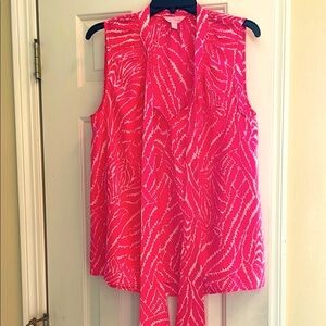 Lilly Pulitzer Pink Sleeveless bow tie Blouse